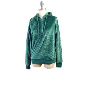 Antigua Golf Size M Medium Green Faux furry Partial Zip Hoodie Top Sporty
